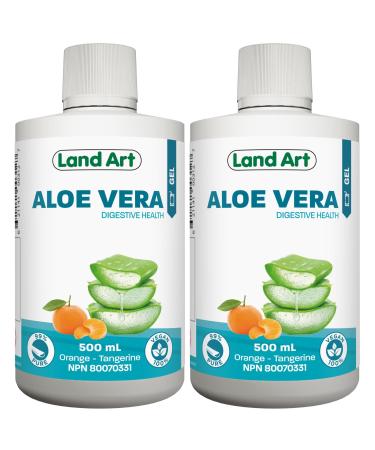 Pure Aloe Vera Gel 500ml - Orange-Tangerine Flavor - for Heartburn Relief & Acide Reflux - Made in Canada (Pack of 2) 500 ml (Pack of 2)