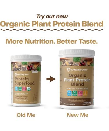 Buy Amazing Grass Protein Superfood Chocolate Peanut Butter 15.1 oz - Nutrient-Dense Protein Blend - Buy Online on GoSupps.com