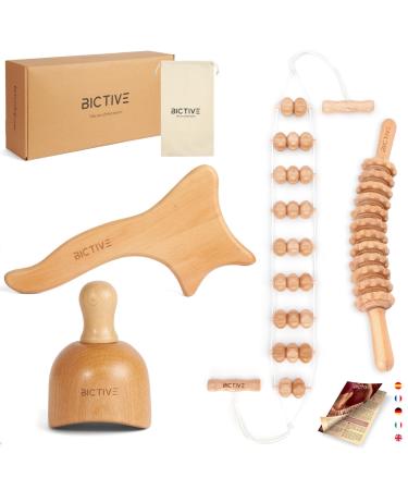 Bictive Maderotherapy Set 4 in 1 with bag.Anti cellulite massager lymphatic drainage device massage wood massage roller wood lyph massage device Madero massage massage device legs scooter - Buy Online on GoSupps.com