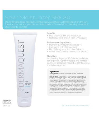 DermaQuest Essential Solar Moisturizer SPF 30 - Anti Aging Sunscreen Lotion - Broad Spectrum UV Protection - 2oz - Buy Online on GoSupps.com