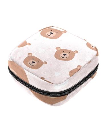 Bear Love Heart Sanitary Napkin Storage Bag Feminine Product Pouches Portable Period Kit Bag Menstruation First Period Bag for Women Teen Girls Ladies Menstrual Cup Pouch Tampon Bags Color 7