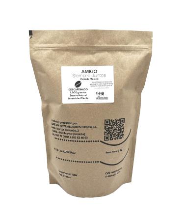 CAFE SIN INTERMEDIARIOS - Amigo - Caf de D caf in En grains pour machine autom tica 1Kg - Torr faction hebdomadaire - Emball et moulu l'exp dition - Intensit de saveur douce En Grains pour Machine Superautomatique 1 kg (Lot de 1)