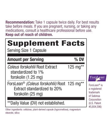 Nature's Way Forskohlii ForsLean 20% Forskolin - 125mg, 60 Count - Natural Weight Loss Supplement - Buy Online on GoSupps.com
