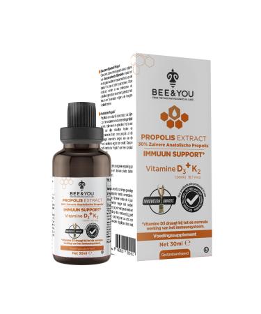 BEE and You 100% Natural Propolis Extract | Vitamin D3 K2 High Potency Immune Support Supplement Antioxidants Natural Detox Keto Paleo Gluten-Free | 1 Fl Oz
