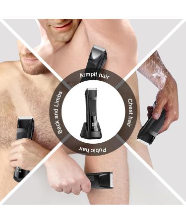 Men's Body Hair Trimmer - IPX7 Waterproof, LED Light, Power Display, Replaceable Ceramic Blades - Buy Online on GoSupps.com