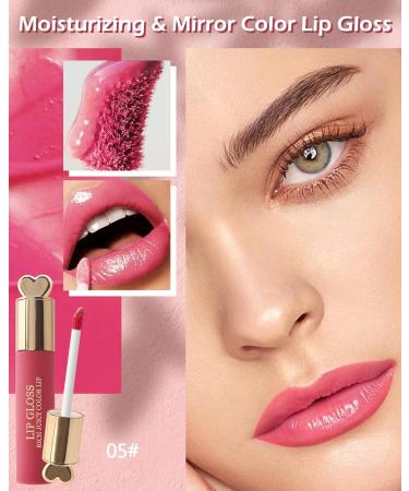 Hydrating Tinted Lip Gloss - High Pigmented Waterproof Lip Stain Glossy Pink Liquid Lipstick Long-lasting Color Stay Lip Oil Perfect Makeup Gift for Women - 1 Pcs - Buy Online on GoSupps.com