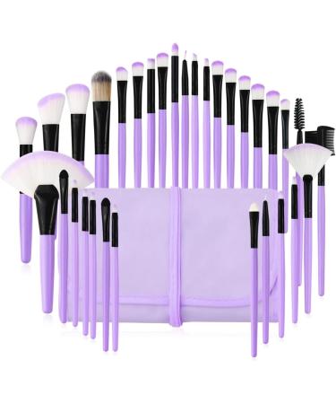 32-Piece Professional Makeup Brush Set with Nylon Bag - Purple - Buy Online on GoSupps.com