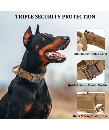 Tactical Dog Collar for Medium & Large Dogs - Adjustable Soft Padded Nylon with Control Handle & Robust Metal Buckle - Brown Color - Buy Online on GoSupps.com