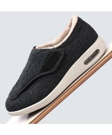 KENRET Men's Wide Width Walking Shoes with Adjustable Closure - Lightweight & Diabetic-Friendly - Black, Size 47 - Buy Online on GoSupps.com