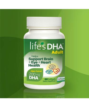 Lifes DHA All-Vegetarian DHA Dietary Supplement | Supports a Healthy Brain, Eyes & Heart* | 100% Vegetarian | From All-Natural Plant Source | 200 mg of DHA Omega-3 | 60 Softgels Adult, 60 count