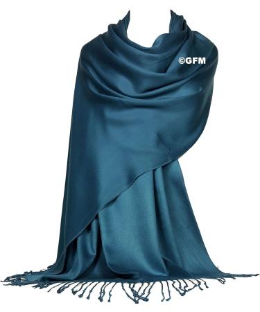 GFM Smooth Shiny Pashmina Style Scarf (L9) - Teal Blue - Buy Online on GoSupps.com