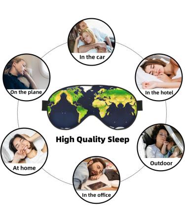 SSIMOO World Map Print Eye Mask - Double-Sided Soft Light Blocking for Quality Sleep | International Shipping Available - Buy Online on GoSupps.com