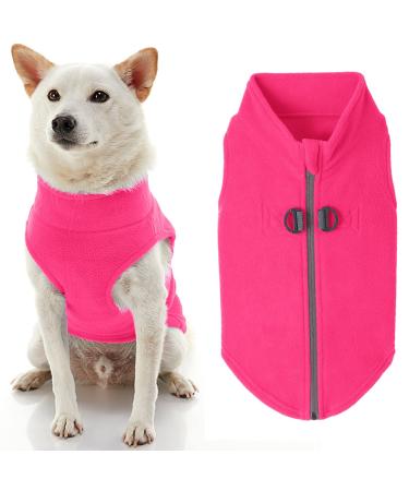 Gooby Zip Up Fleece Dog Sweater - Warm Pullover Fleece Step-in Dog Jacket Winter Small Dog Sweater - Perfect On The Go Dog Sweaters for Small Dogs to Medium Dogs for Indoor and Outdoor Use Medium chest (17.5") Pink