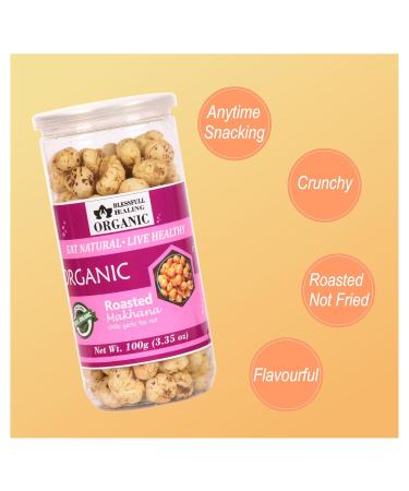 Buy Blessfull Healing Organic Makhana with Roasted Cool Garlic - 100g | Flavored Healthy Snack for International Shipping - Buy Online on GoSupps.com