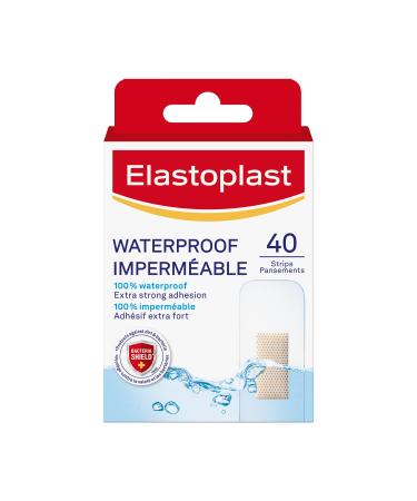 Elastoplast Aqua Protect Waterproof Adhesive Bandages | 40 Strips Transparent | 100% Waterproof | Extra Strong Adhesion | Ideal for washing showering bathing and swimming | Non-stick Wound Pad