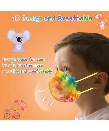 Zoonana Kids Disposable Face Masks - 30 Pcs Breathable 4-Ply Protection Mask for Boys and Girls - Tie Dye Colorful Design - Buy Online on GoSupps.com