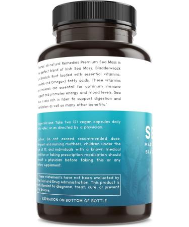 Thomas' all-natural Remedies Irish Sea Moss Capsules Sea Moss with Bladderwrack & Burdock Root Organic for Gut Health Digestion Energy & Immune Support 120 Seamoss Pills - Buy Online on GoSupps.com