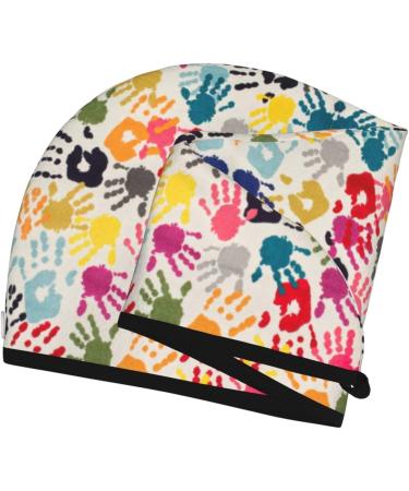 Hand Print Coral Velvet Dry Hair Cap Towel Wrap for Women | Absorbent Hair Towel for Swimming & Travel - Buy Online on GoSupps.com