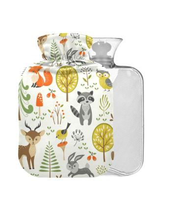 Summer Forest Hot Water Bottle with Cover 1 l Small Hot Water Bag for Pain Relief Headaches Neck and Shoulders BAP-Free