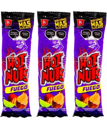 Hot Nuts Fuego 75g (Pack 3) / Mexican Spicy Crunchy Nuts Hot Peanuts Snack with a Hint of Lemon - Buy Online on GoSupps.com