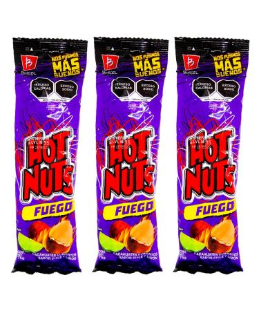 Hot Nuts Fuego 75g (Pack 3) / Mexican Spicy Crunchy Nuts Hot Peanuts Snack with a Hint of Lemon