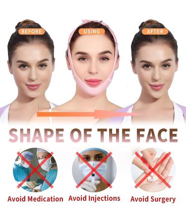 Facial Slimming Strap V Line Face Mask Double Chin Reducer Neck Lift Bandage Pink - Buy Online on GoSupps.com
