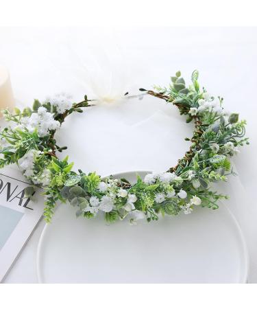 YnimioAOX Handmade Adjustable Flower Wreath Headband Halo Floral Crown Garland Headpiece E2727-beige - Buy Online on GoSupps.com