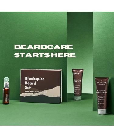 ManCave Blackspice Beard Gift Set - 3 Grooming Essentials for Thicker, Healthier Beard | Vegan-Friendly, Recycled Plastic Tubes | Made in England - Buy Online on GoSupps.com