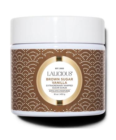 LALICIOUS Brown Sugar Vanilla Sugar Scrub Exfoliating Body Scrub Moisturizing Extraordinary Whipped Body Exfoliator Gentle Exfoliating Body Scrubber Exfoliator for Radiant Skin No Parabens - 16oz