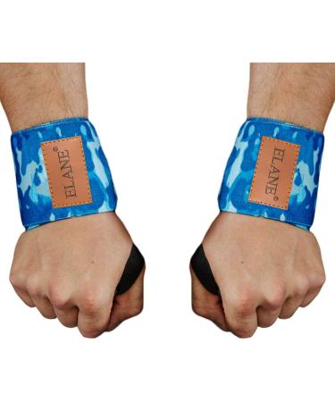 Wrist Wraps Weightlifting 19 Professional Grade with Thumb Loops - Camouflage Blue | For Men & Women - Ideal for Bodybuilding, Strength Training & Sports - Buy Online on GoSupps.com