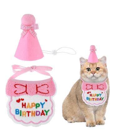 Amaxiu birthday hat scarf set for small dogs and cats cute pet birthday bandana party accessories puppy happy birthday decorations embroidered for girls boys kitten (pink) - Buy Online on GoSupps.com