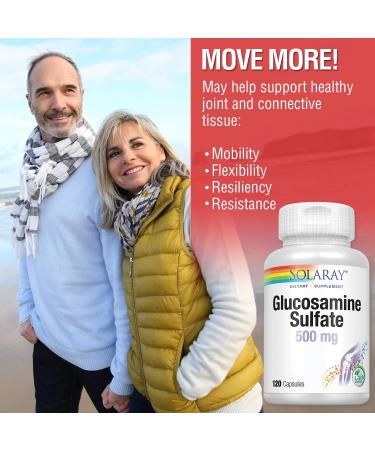 SOLARAY Glucosamine Sulfate 500mg for Healthy Joint Flexibility | 120ct Bottle for Joint Resiliency Support - Buy Online on GoSupps.com