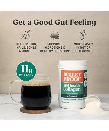 Bulletproof Unflavored Gut Health Collagen Protein 14 Ounces 10g Grass-Fed Collagen Peptides for Gut Skin Bone and Joint Support Packaging May Vary Gut Health - Unflavored 14 Ounce (Pack of 1) - Buy Online on GoSupps.com