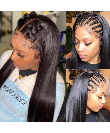 Fynokeh 30 Inch Straight Lace Front Human Hair Wig | 13x4 HD Transparent Lace | Glueless Brazilian Virgin Hair | 220% Density | Pre Plucked with Baby Hairline | For Black Women - Buy Online on GoSupps.com