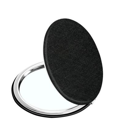 Compact Vanity Makeup Mirror for Men Women and Girls Black Elegant Travel Cosmetic Mirrors for Pocket Purse or Wallet Portable Magnifying Handheld Small Mirror
