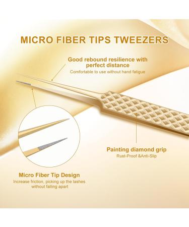 Buy Nagaraku Faserspitze Eyelash Extension Tweezers | Professional Precision 5cm Slim Antistatic Anti-Slip Straight Tweezers for Eyelash Separation - Buy Online on GoSupps.com