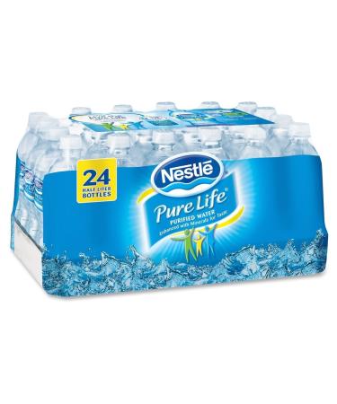Nestl Pure Life Bottled Purified Water, 16.9 oz. Bottles, 24/Case