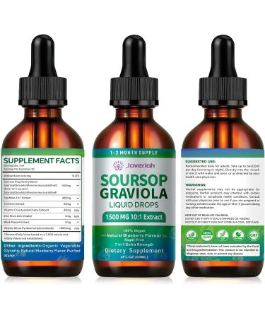 2 Pack Soursop Graviola Leaf Extract Liquid Drops Supplement with Irish Sea Moss & Turmeric for Cellular Support, Immune System Boost, Liver Health, Soursop Bitters Liquid 60-Day Supply 4 FL OZ - Buy Online on GoSupps.com
