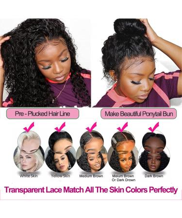TIANTAI 22 Transparent HD Deep Wave Lace Front Human Hair Wig - Pre Plucked with Baby Hair - 150% Density - Glueless Natural Color - for Black Women - Buy Online on GoSupps.com