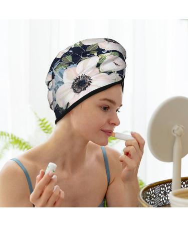 Floral Blue Microfiber Hair Towel Wrap | Super Absorbent & Quick Dry | Ideal for Long Curly & Thick Hair - Buy Online on GoSupps.com