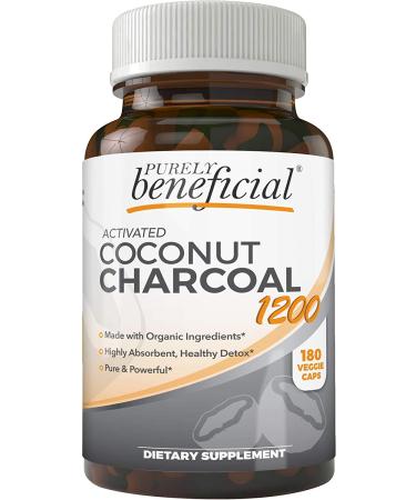 Purely Beneficial Activated Coconut Charcoal 1200mg | 180 Capsules - Detox & Digestive Health - Buy Online on GoSupps.com