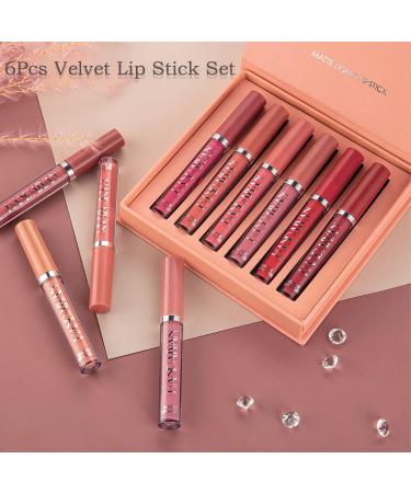 6pcs Matte Liquid Lipstick Set - Nude Lipstick Makeup Kit for Women - Waterproof Velvet Lip Gloss - Long-Lasting Non-Stick Cup - Set B - Buy Online on GoSupps.com