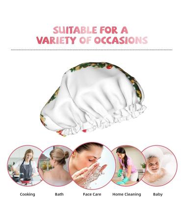 Garland Pine Tree Printed Waterproof Shower Cap for Women - Fits All Head Sizes and Hair Textures | Bath Cap - Buy Online on GoSupps.com