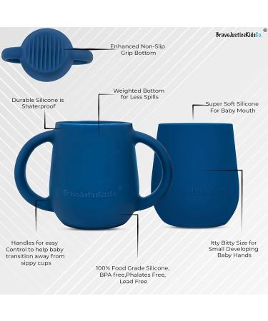 BraveJusticeKidsCo. Silicone Baby-Led Weaning Drinking Cups (2 pack, Blue Fusion) - Buy Online on GoSupps.com