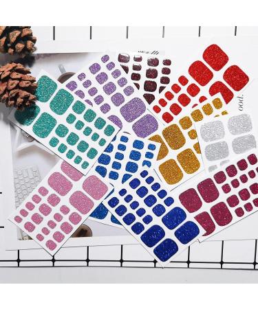 10 Sheets Toe Nail Polish Stickers Glitter Toenail Nail Polish Strips Decals Full Wraps Self Adhesive Toe Nail Tip Full Toe Nail Wraps for Women Girls DIY Nail Decor Art - Buy Online on GoSupps.com