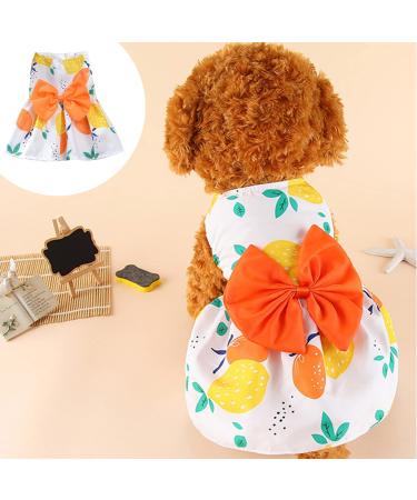 Dog Dress for Small Dogs Summer Dog Clothes for Small Dog Girls Puppy Dresses Pet Clothing (Medium, Orange) Medium Orange
