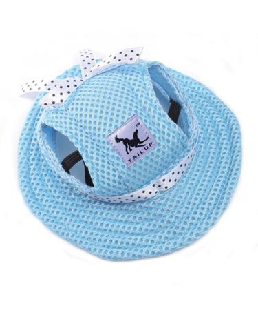 Bbeart pet hat leisure visier pet hat baseball sun hat sports cap with ear holes and chin straps for small dogs medium-sized dogs (M blue for girls) m blue for girls