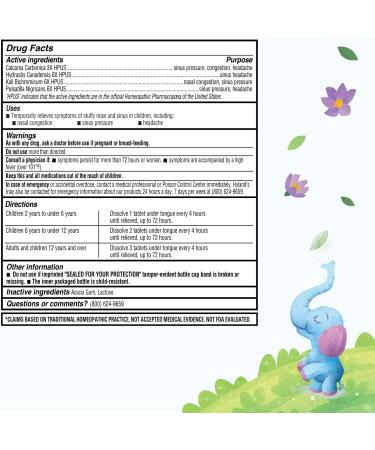 Hyland's 4 Kids Stuffy Nose & Sinus Relief - Quick-Dissolving Tablets for Ages 2-12 - Buy Online on GoSupps.com