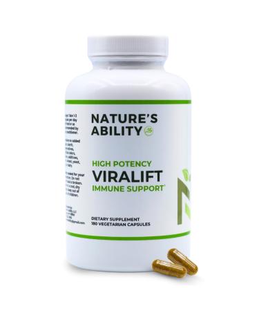 NATURE'S ABILITY Viralift: High Potency Immune Support Supplement with Standardized 40% Oleuropein Olive Leaf Extract Monolaurin Scutellaria Isatis Root - 180 Veggie Capsules (60 Day Supply)
