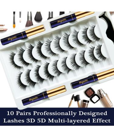 Shop Magnetic Eyelashes - 10 Pairs with Magnetic Eyeliner Kit | Natural Look & Easy Application - Buy Online on GoSupps.com